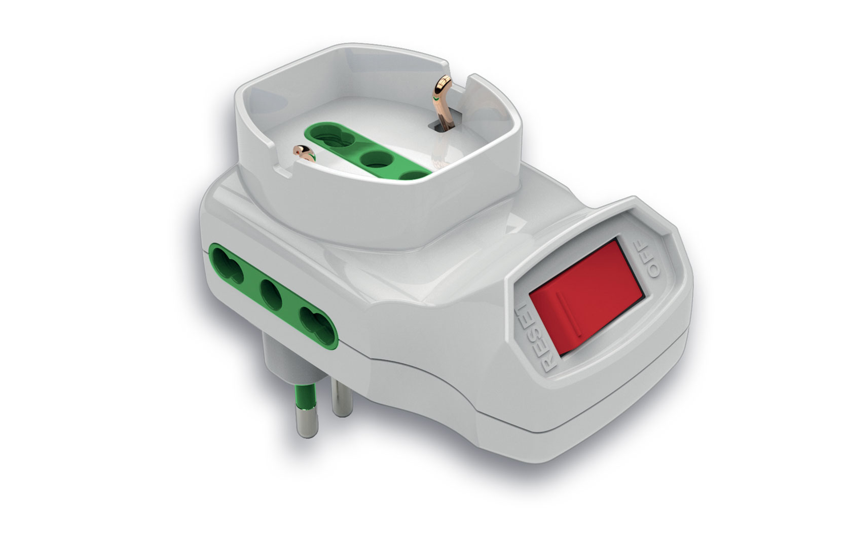 ADATT.TRIPLO C/SCHUKO 10A+T C/INTERR.SOVRACC.