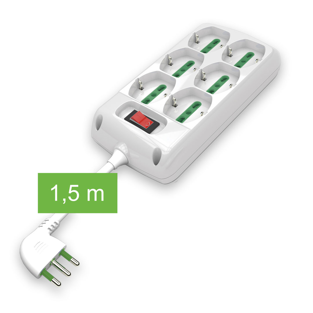 MULTIPR.6 POSTI UNIV.+INT.C/CAVO SP.16A+T QUADRA