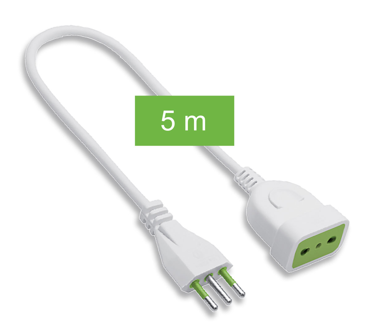 PROLUNGA 5MT. SP.16A+T/PRESA BIPASSO BIANCA