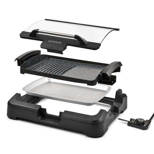 Griglia & Barbecue Piastra antiaderente 39x29 Reg temp, Coperchio, 2200W GRATELLA XL