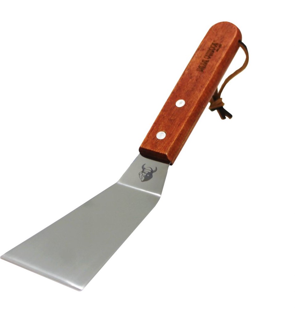 Spatola flessibile in acciaio inox con cordino in pelle