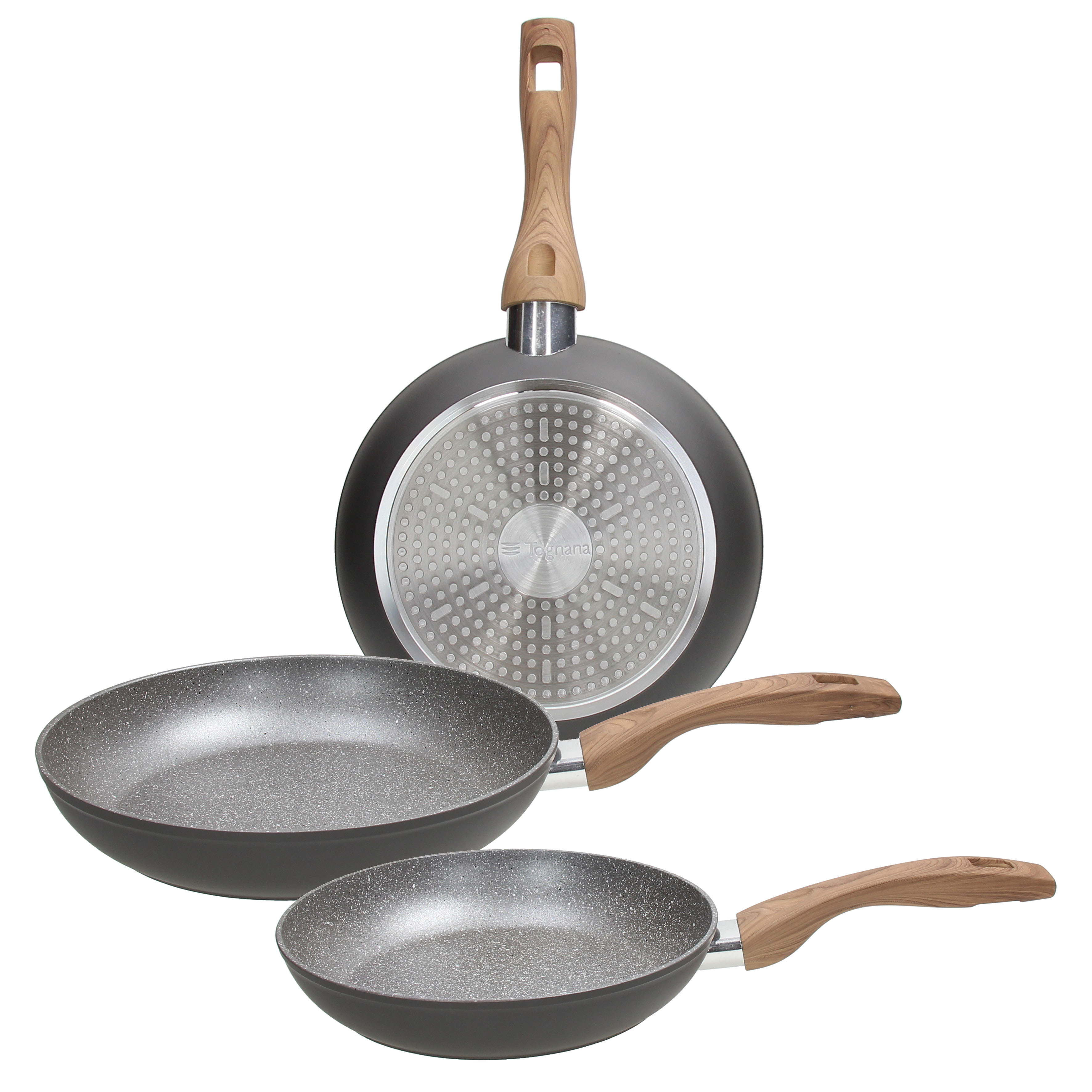 SET 3 PADELLE CM 20/24/28 GRANCUCINA GREAT STONE GREY IN